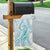Polynesia Plumeria Lei Garden Flag White Turquoise Curves Motif