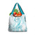 Polynesia Plumeria Lei Grocery Bag White Turquoise Curves Motif
