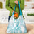 Polynesia Plumeria Lei Grocery Bag White Turquoise Curves Motif