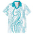 Polynesia Plumeria Lei Hawaiian Shirt White Turquoise Curves Motif