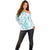 Polynesia Plumeria Lei Off Shoulder Sweater White Turquoise Curves Motif