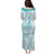 Polynesia Plumeria Lei Puletasi White Turquoise Curves Motif