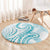 Polynesia Plumeria Lei Round Carpet White Turquoise Curves Motif
