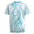 Polynesia Plumeria Lei Rugby Jersey White Turquoise Curves Motif