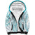 Polynesia Plumeria Lei Sherpa Hoodie White Turquoise Curves Motif
