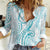 Polynesia Plumeria Lei Women Casual Shirt White Turquoise Curves Motif