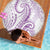 Polynesia Plumeria Lei Beach Blanket White Violet Curves Motif