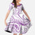 Polynesia Plumeria Lei Family Matching Off Shoulder Maxi Dress and Hawaiian Shirt White Violet Curves Motif