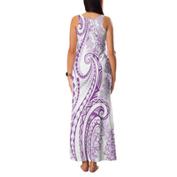 Polynesia Plumeria Lei Family Matching Tank Maxi Dress and Hawaiian Shirt White Violet Curves Motif LT7 - Polynesian Pride