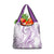 Polynesia Plumeria Lei Grocery Bag White Violet Curves Motif