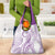 Polynesia Plumeria Lei Grocery Bag White Violet Curves Motif