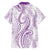 Polynesia Plumeria Lei Hawaiian Shirt White Violet Curves Motif