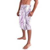 Polynesia Plumeria Lei Lavalava White Violet Curves Motif