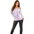 Polynesia Plumeria Lei Off Shoulder Sweater White Violet Curves Motif