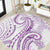 Polynesia Plumeria Lei Round Carpet White Violet Curves Motif