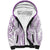 Polynesia Plumeria Lei Sherpa Hoodie White Violet Curves Motif