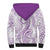Polynesia Plumeria Lei Sherpa Hoodie White Violet Curves Motif