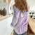 Polynesia Plumeria Lei Women Casual Shirt White Violet Curves Motif
