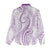 Polynesia Plumeria Lei Women Casual Shirt White Violet Curves Motif