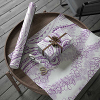 Polynesia Plumeria Lei Wrapping Paper White Violet Curves Motif