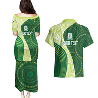 Fiji Ballantine Memorial High School Personalised Couples Matching Puletasi and Hawaiian Shirt Masi Tapa Mix Plumeria LT7 - Polynesian Pride
