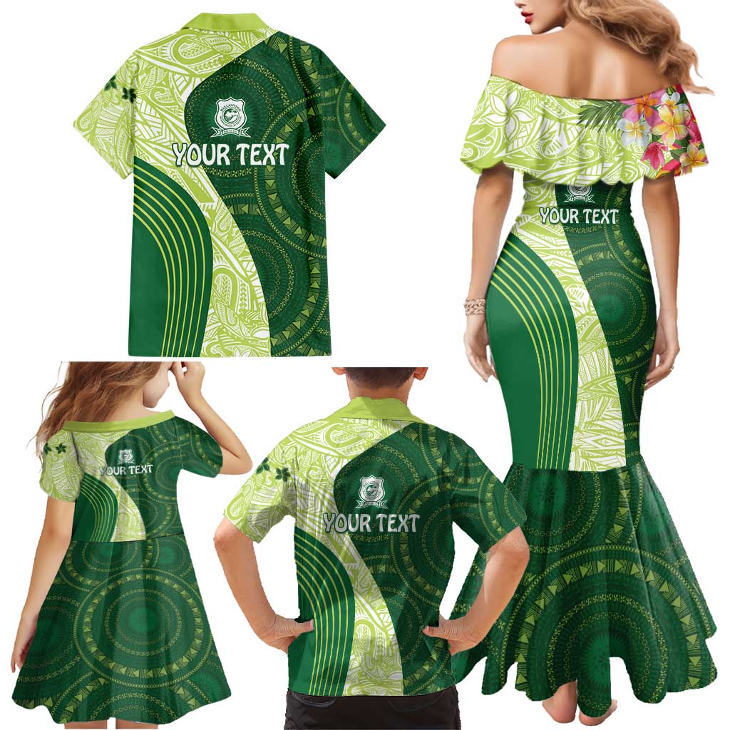 Fiji Ballantine Memorial High School Personalised Family Matching Mermaid Dress and Hawaiian Shirt Masi Tapa Mix Plumeria LT7 - Polynesian Pride
