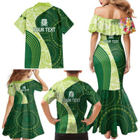 Fiji Ballantine Memorial High School Personalised Family Matching Mermaid Dress and Hawaiian Shirt Masi Tapa Mix Plumeria LT7 - Polynesian Pride