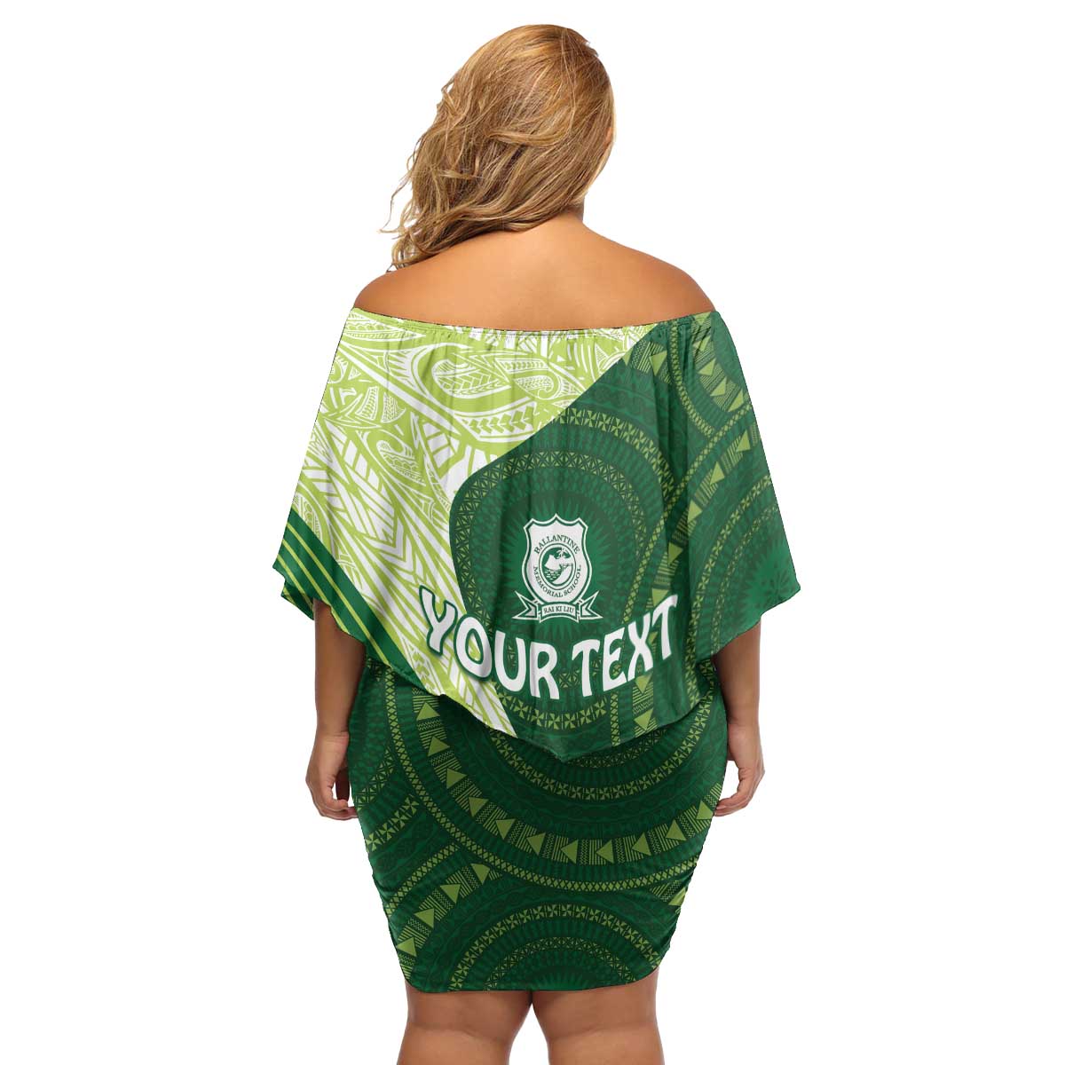 Fiji Ballantine Memorial High School Personalised Family Matching Off Shoulder Short Dress and Hawaiian Shirt Masi Tapa Mix Plumeria LT7 - Polynesian Pride
