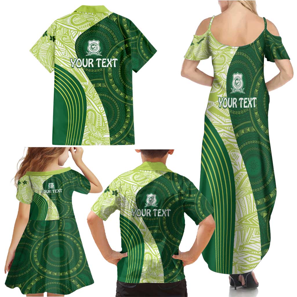 Fiji Ballantine Memorial High School Personalised Family Matching Summer Maxi Dress and Hawaiian Shirt Masi Tapa Mix Plumeria LT7 - Polynesian Pride