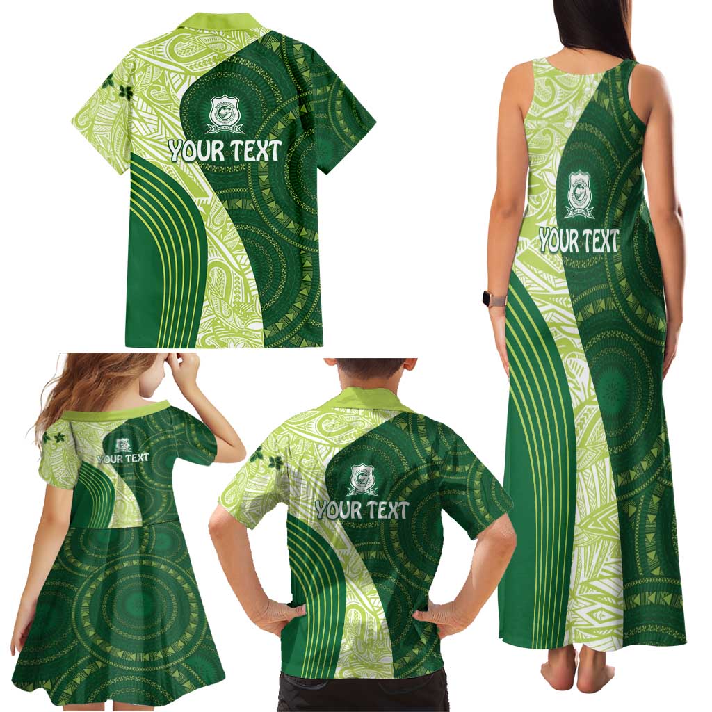 Fiji Ballantine Memorial High School Personalised Family Matching Tank Maxi Dress and Hawaiian Shirt Masi Tapa Mix Plumeria LT7 - Polynesian Pride