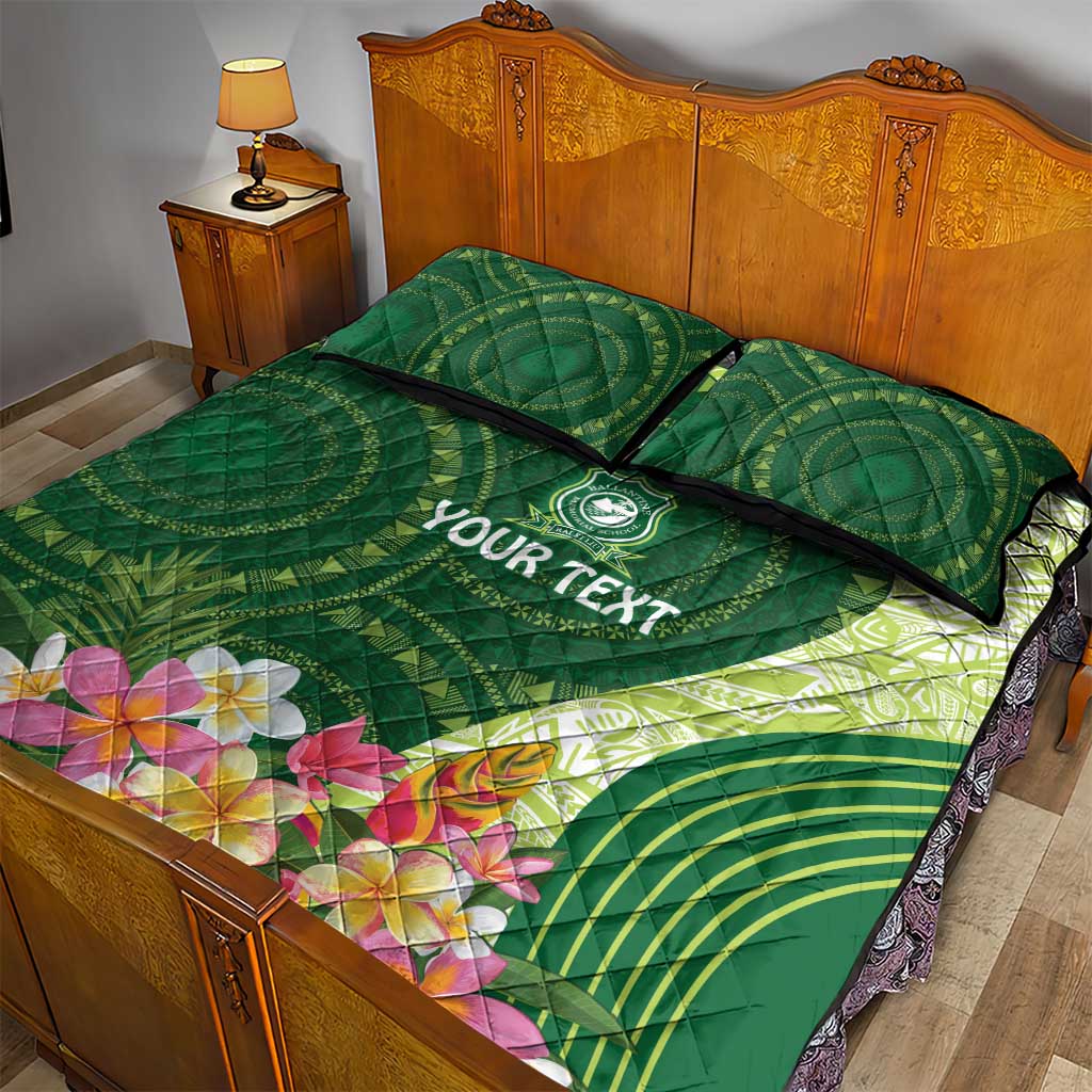 Fiji Ballantine Memorial High School Personalised Quilt Bed Set Masi Tapa Mix Plumeria
