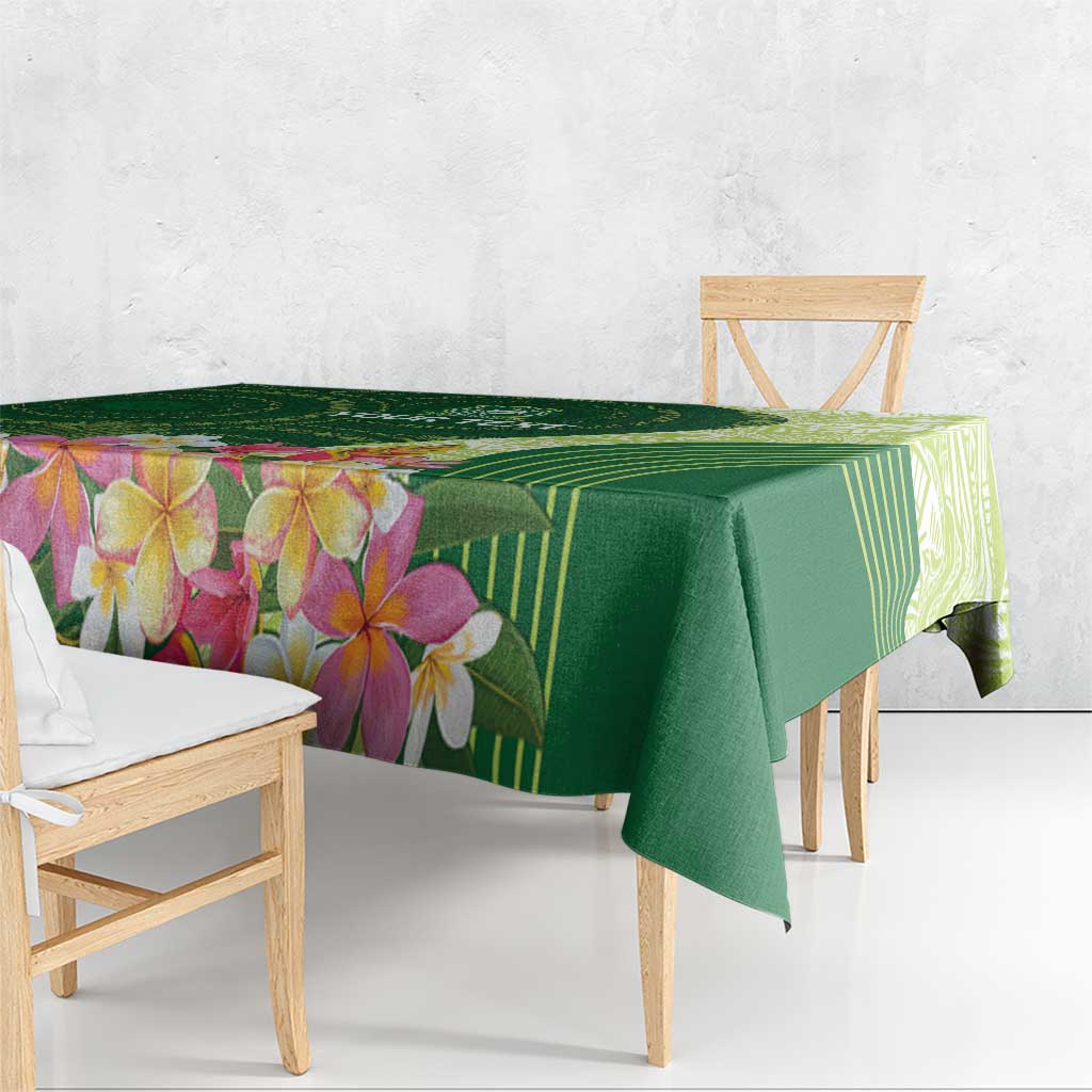 Fiji Ballantine Memorial High School Personalised Tablecloth Masi Tapa Mix Plumeria