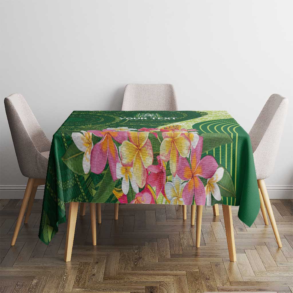 Fiji Ballantine Memorial High School Personalised Tablecloth Masi Tapa Mix Plumeria