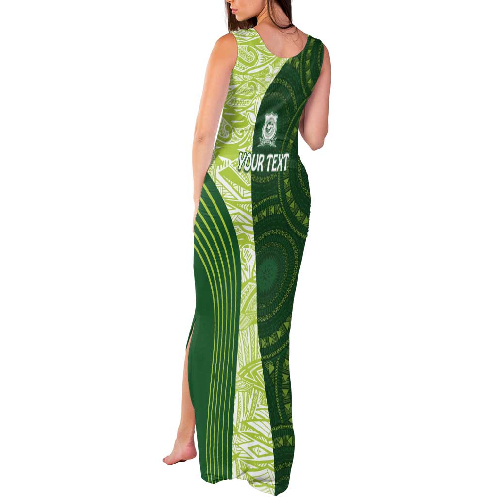 Fiji Ballantine Memorial High School Personalised Tank Maxi Dress Masi Tapa Mix Plumeria