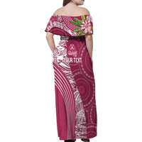 Fiji Adi Cakobau School Personalised Family Matching Off Shoulder Maxi Dress and Hawaiian Shirt Masi Tapa Mix Plumeria LT7 - Polynesian Pride