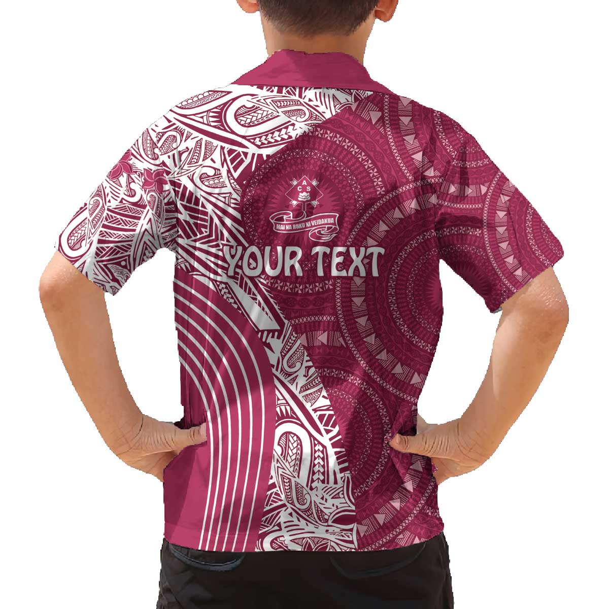 Fiji Adi Cakobau School Personalised Family Matching Off Shoulder Short Dress and Hawaiian Shirt Masi Tapa Mix Plumeria LT7 - Polynesian Pride