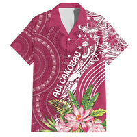 Fiji Adi Cakobau School Personalised Family Matching Summer Maxi Dress and Hawaiian Shirt Masi Tapa Mix Plumeria LT7 Dad's Shirt - Short Sleeve Maroon - Polynesian Pride