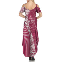 Fiji Adi Cakobau School Personalised Family Matching Summer Maxi Dress and Hawaiian Shirt Masi Tapa Mix Plumeria LT7 - Polynesian Pride