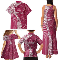Fiji Adi Cakobau School Personalised Family Matching Tank Maxi Dress and Hawaiian Shirt Masi Tapa Mix Plumeria LT7 - Polynesian Pride