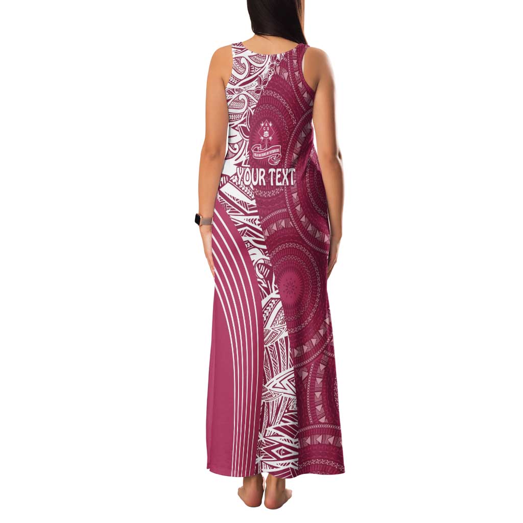 Fiji Adi Cakobau School Personalised Family Matching Tank Maxi Dress and Hawaiian Shirt Masi Tapa Mix Plumeria LT7 - Polynesian Pride