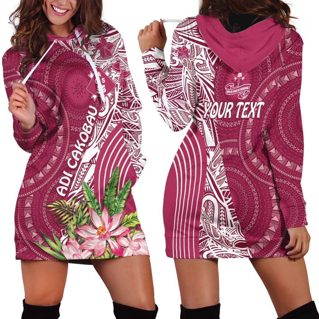 Fiji Adi Cakobau School Personalised Hoodie Dress Masi Tapa Mix Plumeria