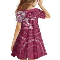 Fiji Adi Cakobau School Personalised Kid Short Sleeve Dress Masi Tapa Mix Plumeria