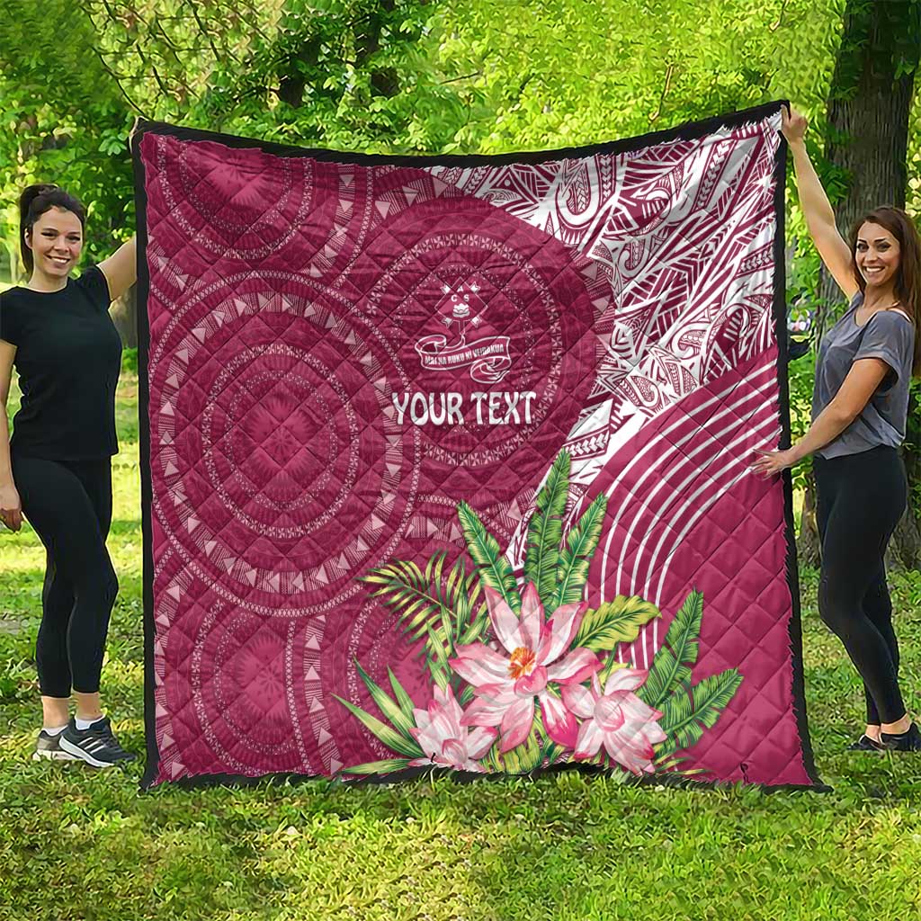 Fiji Adi Cakobau School Personalised Quilt Masi Tapa Mix Plumeria LT7 - Polynesian Pride