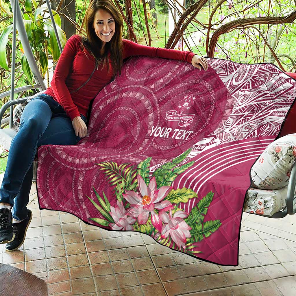 Fiji Adi Cakobau School Personalised Quilt Masi Tapa Mix Plumeria LT7 - Polynesian Pride