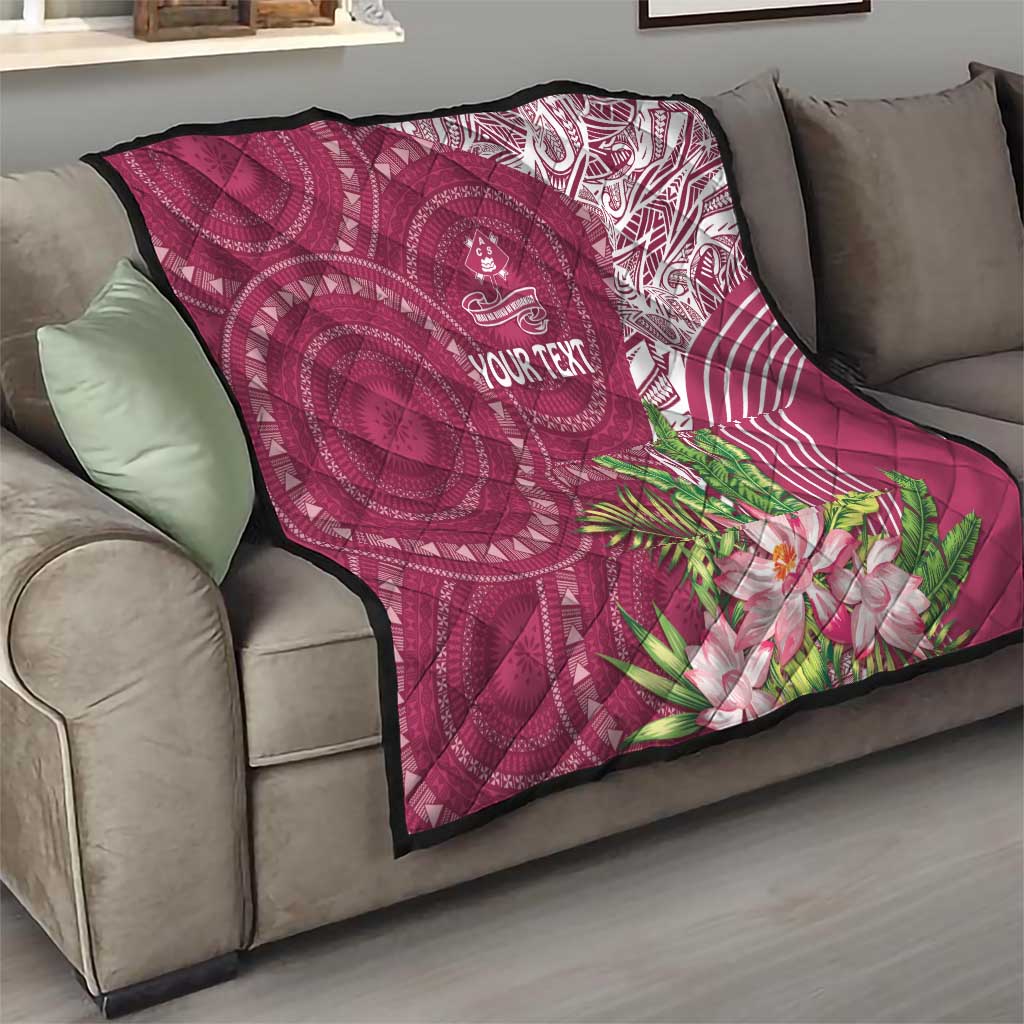 Fiji Adi Cakobau School Personalised Quilt Masi Tapa Mix Plumeria LT7 - Polynesian Pride