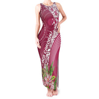 Fiji Adi Cakobau School Personalised Tank Maxi Dress Masi Tapa Mix Plumeria