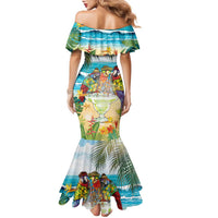 It's 5 o'clock Somewhere Family Matching Mermaid Dress and Hawaiian Shirt Beach Party - Polynesian Pride