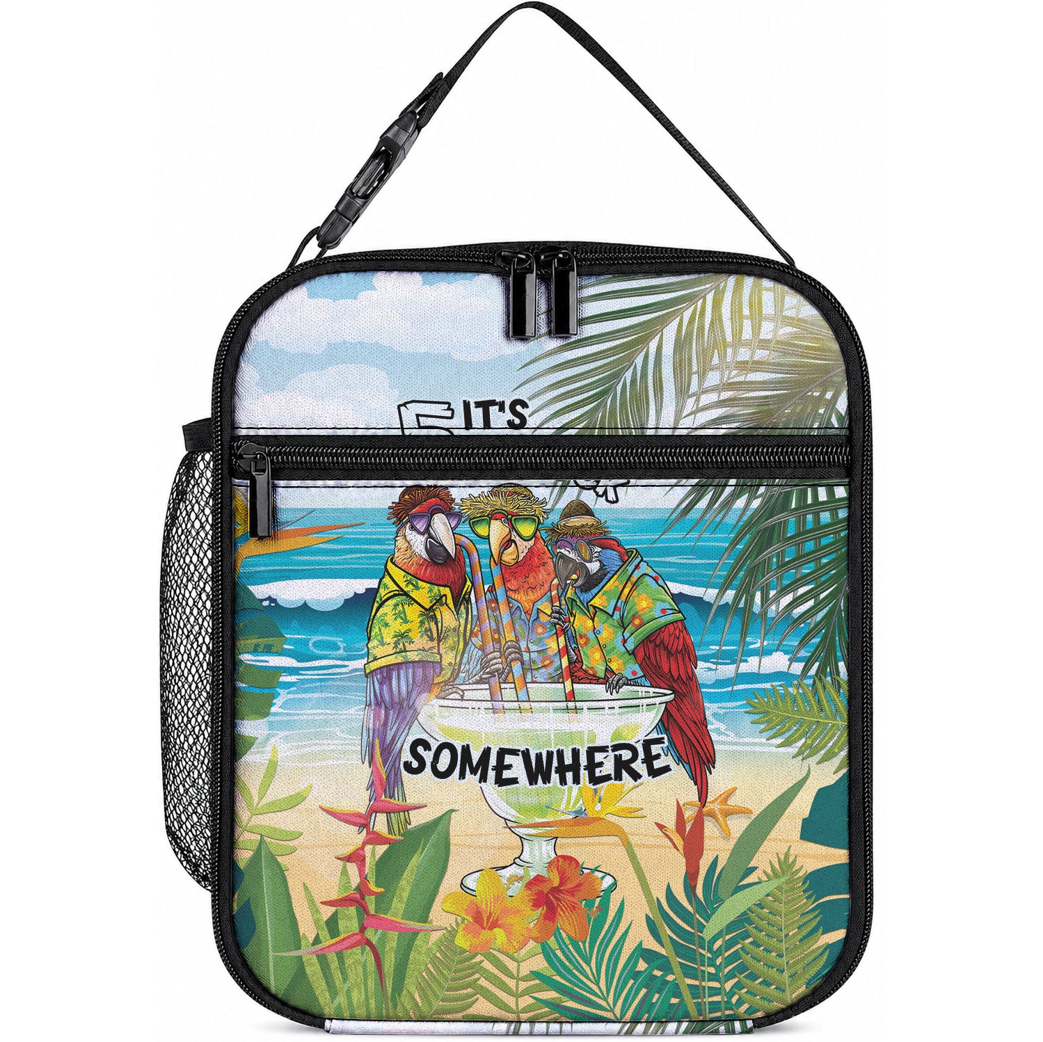 It's 5 o'clock Somewhere Lunch Bag Beach Party LT7 10.2 × 8.3 × 4.3 inch Colorful - Polynesian Pride