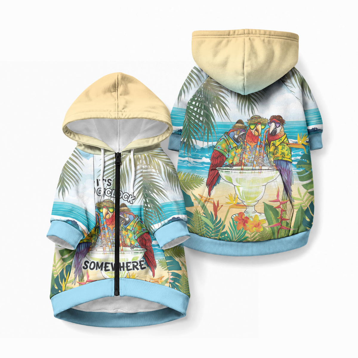 It's 5 o'clock Somewhere Pet Hoodie Beach Party LT7 Zip-up Colorful - Polynesian Pride