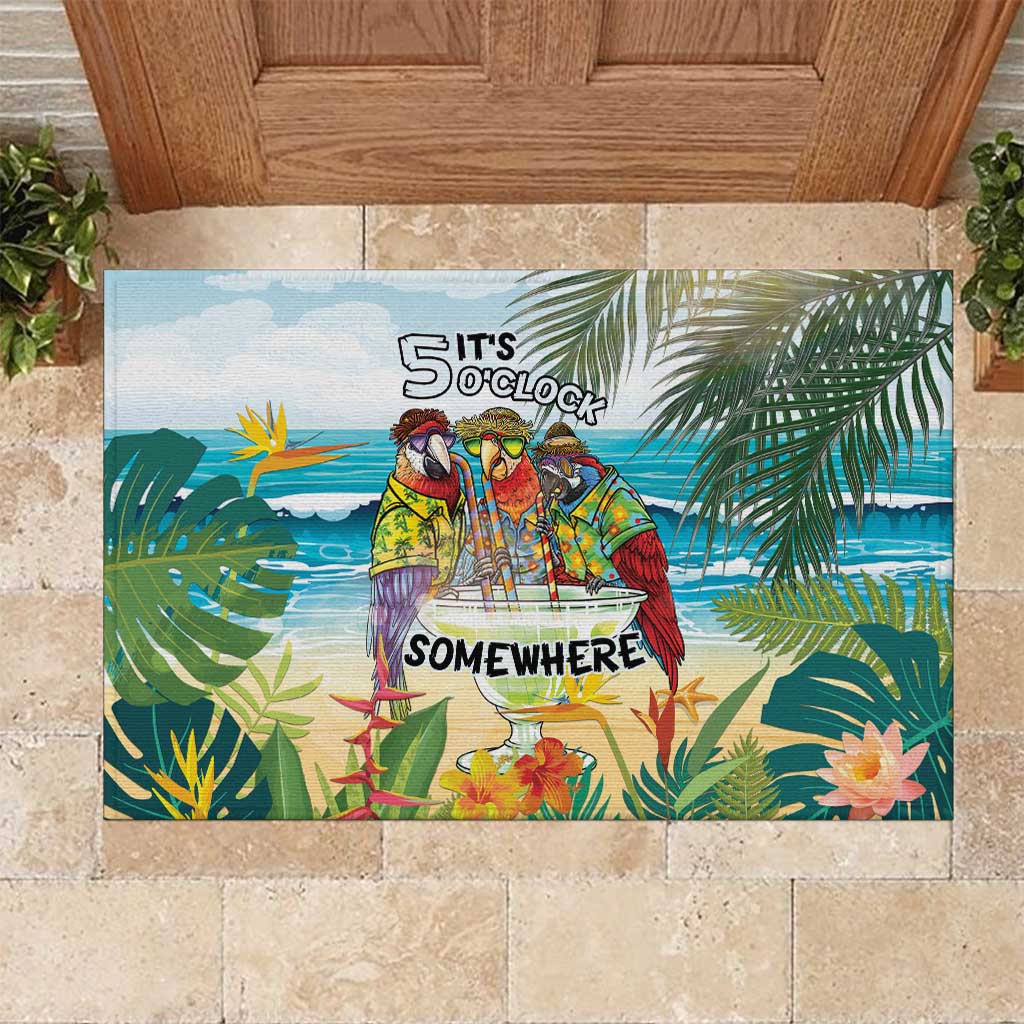 It's 5 o'clock Somewhere Rubber Doormat Beach Party - Polynesian Pride
